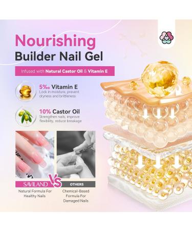 Saviland Builder Nail Gel Kit - 24 Colors with Castor Oil & Vitamin E for Strong, Beautiful Nails | Hard Gel Nail Extension Builder Gels for Home Use - Buy Online on GoSupps.com