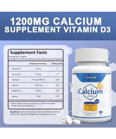 1st Aid Calcium-Supplement Women-Men - 186 Coated Caplets - Buy Online on GoSupps.com