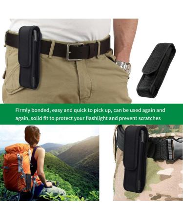 Rakiuty Tactical Flashlight Holster | Pocket Holder for Outdoor Hunting Camping & Hiking | 14cm Black Flashlight Bag & Belt - Buy Online on GoSupps.com