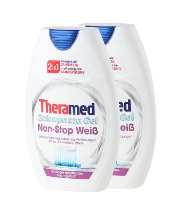 2x Theramed Non-Stop White Antibacterial Protection 2 in 1 Toothpaste Mouthwash