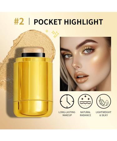 Rotating Highlight Stick Pocket Blush Stick 3-in-1 Buildable Natural Pearlescent Blush Highlighter Contour Beauty Stick for Cheeks Eyes and Lips Non-Greasy Lasts All Day Easy to Use (2# 5.3g) - Buy Online on GoSupps.com