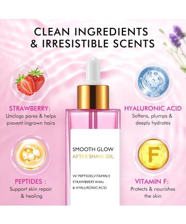 Premium After Shave Oil 100ml Women's After Shave Oil for Smooth Skin - Strawberry AHA & Peptides to Prevent Ingrown Hairs & Razor Bumps Fast-Absorbing Hydration Vegan Sensitive Skin Care - Buy Online on GoSupps.com