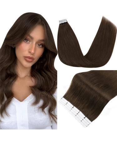 FSHINE Extensions real hair tapes medium brown 30cm 30 gram extension real hair tape in 20 pieces hair real hair straight remy real hair tape in invisible tape extensions real hair #4 1. tape #4 30cm