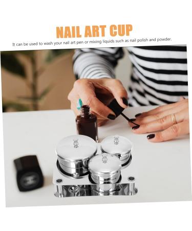 Tovinanna Stainless Steel Cup Container Set with Lid - Manicure Holder Tray & Cleaning Cup - Rustproof Mini Dapping Dish - Buy Online on GoSupps.com