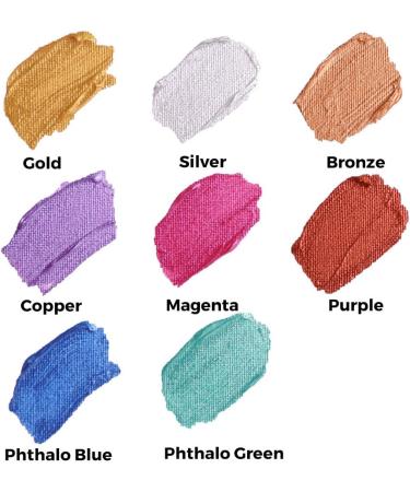 Mont Marte Metallic Acrylic Paint Set - 8 x 18ml Tubes - Opaque Metallic Finish - Lightfast Colors - Buy Online on GoSupps.com