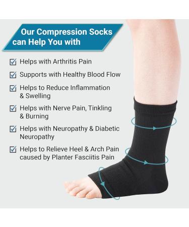 360 Relief Ankle Compression Socks - Open Toe Support for Men & Women | Ideal for Running Sports & Gym - Includes Mesh Laundry Bag - Size S-M - Black - Buy Online on GoSupps.com