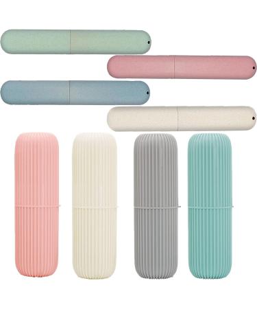 Dxary toothbrushes case 4 pieces of toothpaste etui and 4 pieces portable toothbrush shell travel toothbrush box travel water cup toothbrush container for at home wandering camping travel