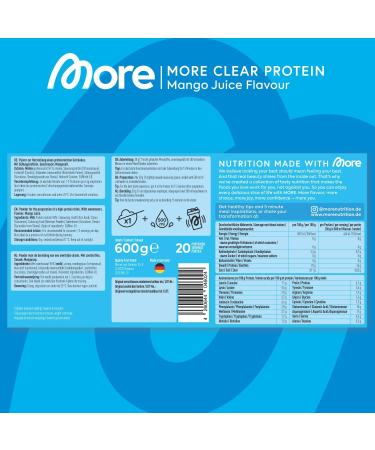 More Clear Protein Mango Juice 600g - Premium Whey Isolate Protein Drink | Tested Quality | Made in Germany - Buy Online on GoSupps.com