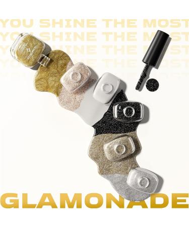 Glamonade 6-Piece Water-Based Nail Polish Set - Non-Toxic DIY Kit for Women and Girls - Golden Silvery Shades - 0.24oz Each - Buy Online on GoSupps.com