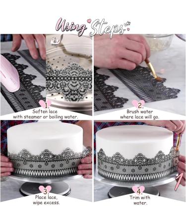 Ready to Use Edible Cake Lace Effect Border Ribbon Flower Trim Blue 14-inch 10-Piece Set - Buy Online on GoSupps.com