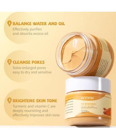 Turmeric Clay Mask with Vitamin C - Dark Spot Remover for Face - Face Masks Skin Care to Deeply Cleansing - Reducing Acne Lighten Skin Tone - Moisturizing Clay Mask for Controlling Oil & Refining Pore - Buy Online on GoSupps.com