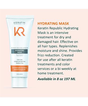 Keratin Republic Keratin + Collagen Hydrating Mask 8 OZ - Nourishing Hair Treatment for All Hair Types - Buy Online & Ship Internationally - Buy Online on GoSupps.com