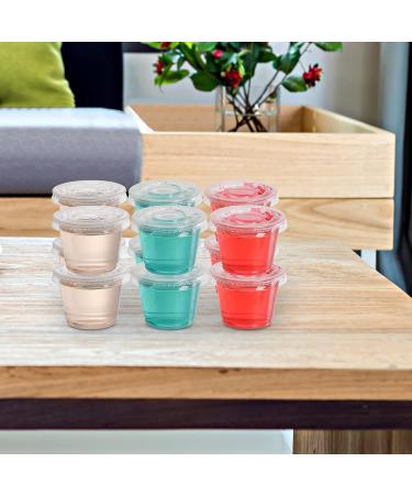 Hedume 600 Sets 1 Oz Disposable Portion Cups with Lids - Clear Jello Shot Cups, Plastic Souffle & Sampling Cups for Sauces - Buy Online on GoSupps.com
