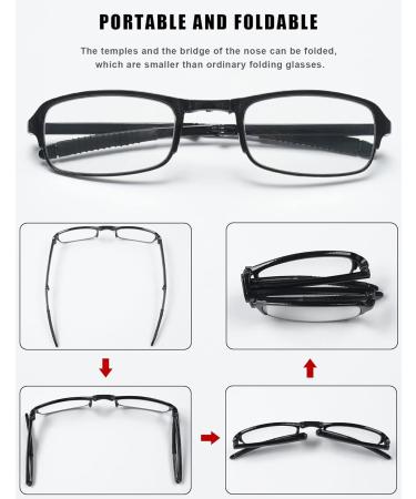 Vevesmundo Foldable Reading Glasses for Men & Women Compact Diopter Glasses with Case (+1.0 to +4.0) Small & Stylish Black Design - Buy Online on GoSupps.com