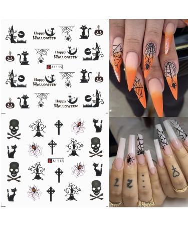 Buy Halloween Nail Art Stickers - Ghost Bat Sugar Skull & Spider Web Designs for DIY Manicure | International Shipping - Buy Online on GoSupps.com