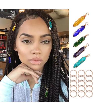 Formery Crystal Hair Jewels for Braids Gold Natural Stone Loc Jewelry for  Hair African Colorful Gemstone Coiling Dreadlock Accessories for Black  Women (Pack of 5)