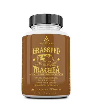 Ancestral Supplements Grass Fed Beef Tracheal Cartilage Supplement with Liver, Immune Health and Joint Support Supplement Promotes Healing, Non-GMO, 180 Capsules