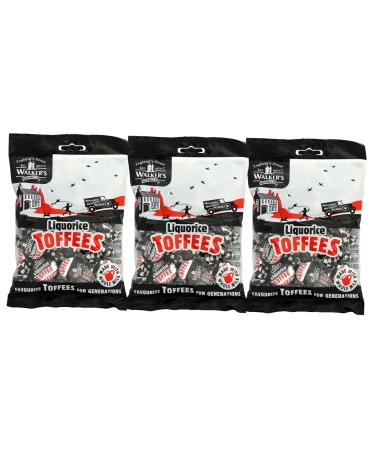 Black Licorice Candy - Walkers Black Licorice Toffee - 3x150g