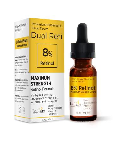Retinol Complex Face Serum   Anti-Aging  Brightening Neck & Facial Serum Helps Firm  Smooth  & Nourish Skin with Lactic Acid  Vitamin A  & Retinyl Palmitate   Anti Wrinkle Serums by LaClaire 15 ml 0.51 Fl Oz (Pack of 1)