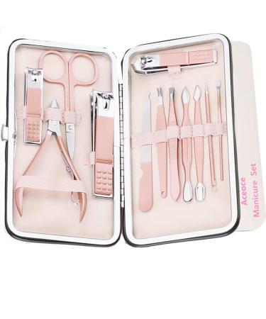 Manicure Set Professional,Ultra Sharp Sturdy Men Women Grooming kit, Stainless Steel Nail Clippers Set Manicure Pedicure Set Professional 12 In 1 Grooming Travel Luxury Leather 12 Piece Set