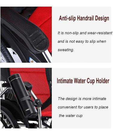 Aluminum Multifunctional Manual Wheelchair Folding Lightweight Wheelchair Portable Elderly Travel Wheelchairs with Handbrakes Padded Wheelchair capacity 200kg/400lb - Buy Online on GoSupps.com