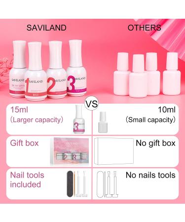 Saviland 8Pcs Dipping Powder Liquid Set - Base, Activator, Top Coat, Brush Saver - 15ml/0.5oz for Dip Powder Nail Kit - Buy Online on GoSupps.com