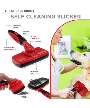 Professional Pet Grooming Kit with Self Cleaning Slicker Brush for Dogs & Cats | Reduces Shedding Fur | Includes Pet Hair Remover Gloves | Combo Gift Set - Buy Online on GoSupps.com