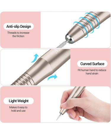 MELODYSUSIE Silvia Nail Drill Electric File 20000RPM USB Portable Manicure Pedicure Set for Acrylic & Gel Nails (A-Gold) - Buy Online on GoSupps.com