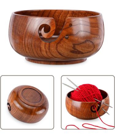 Handmade Wooden Yarn Bowl with Holes - Perfect Yarn Holder for Crocheting - Mothers Day Gift - 6 x 3 Classic Design - Buy Online on GoSupps.com