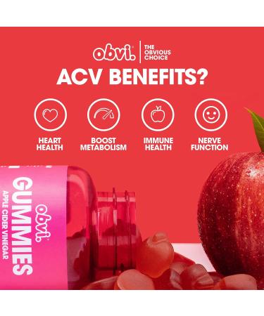 Obvi Apple Cider Vinegar Gummies - All Natural Dietary Supplement (60 Count) - Buy Online on GoSupps.com
