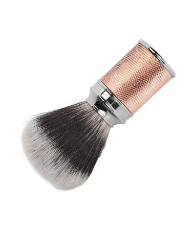Shaving Brush Nylon Beard Brush Curved Handle Synthetic Foam Beard Brush (Rose Gold)