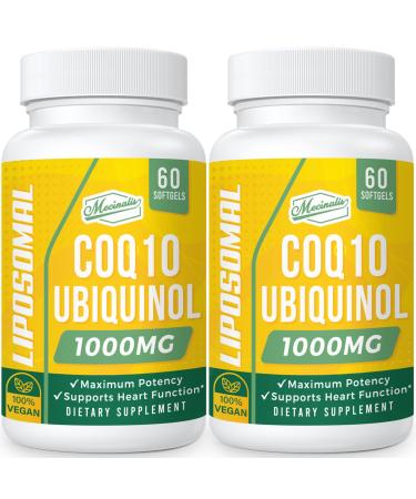 1000mg Liposomal CoQ10 Softgels | Better Absorption CoQ10 Ubiquinol Supplement | Heart Function & Energy Production | Active Antioxidant Form of Vegan Coenzyme Q10 | Non-GMO | 120 Softgels 60 Count (Pack of 2)