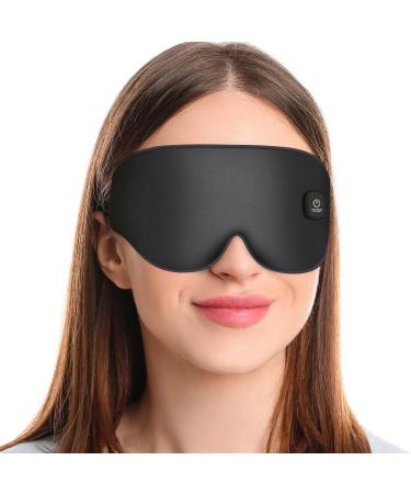 NOWWISH Heated Eye Mask for Dry Eyes Cordless Warm Eye Compress Silk Eye Mask with Flaxseed for Stye Eye Treatment MGD Chalazion Blepharitis Gifts for Women Mom Black