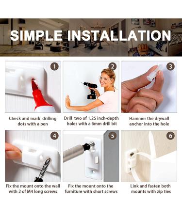 Furniture Wall Anchor (10 Pack) Anti Tip Furniture Anchors for Baby Proofing  Adjustable Dresser Wall Safety Straps for Table  Cabinet  Earthquake Resistant Straps for Home - Buy Online on GoSupps.com