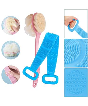 2-Piece Shower Brush Set - Wet & Dry Body Brush for Peeling & Massage - Blue Back Brush for Men & Women - Buy Online on GoSupps.com