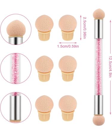 Nail Art Ombre Sponge Brush Applicator with 8 Washable Replacement Sponge Heads - Pink - Buy Online on GoSupps.com