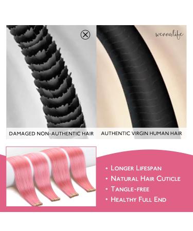 Buy If-of-hearted Pink Tape Extensions | Real Hair Tape-in Extensions 10pcs 25g 35cm | Invisible Smooth Hair Extensions for Girls #Pfirsich - Buy Online on GoSupps.com