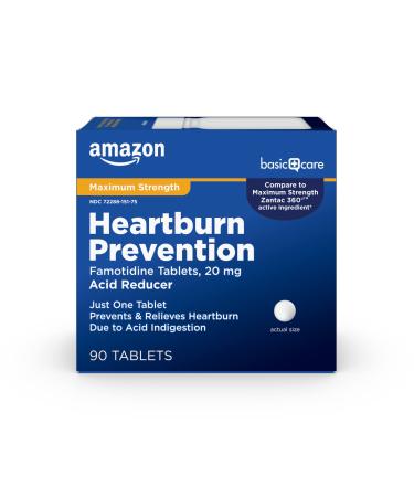 Amazon Basic Care Maximum Strength Famotidine Tablets 90 Count Heartburn Prevention - Buy Online on GoSupps.com