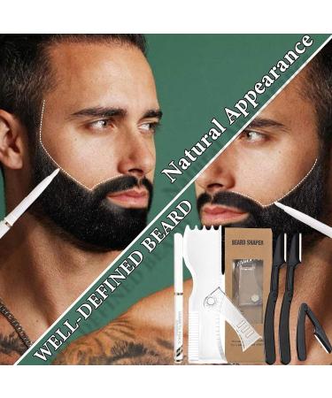 Huaxingda Beard Alignment Tool | Transparent Non-Slip Stencil & Razor - Perfect Mustache & Beard Grooming Kit - Buy Online on GoSupps.com