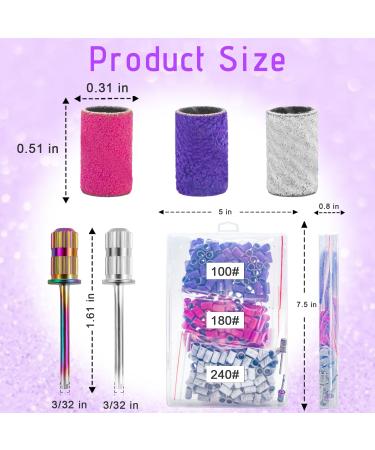 300 Pieces Grinding Sleeve Nail Miller Set - Coarse & Fine Grain Tapes (100# 180# 240#) with 2.35mm Mandrel Bits - Manicure Grinding Cap Box - Buy Online on GoSupps.com