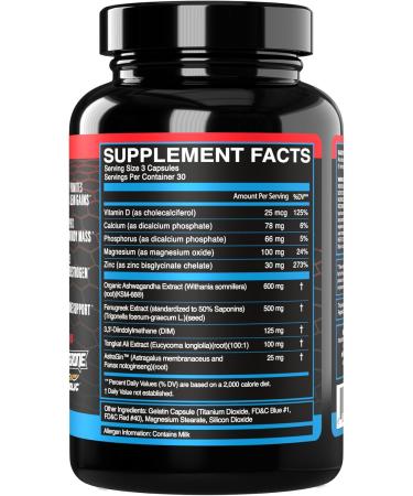 eFlow Nutrition Enflux T Support - Natural Supplement for Lean Body Mass with KSM-66 Ashwagandha Fenugreek DIM & Longjack - 90 Capsules - Buy Online on GoSupps.com