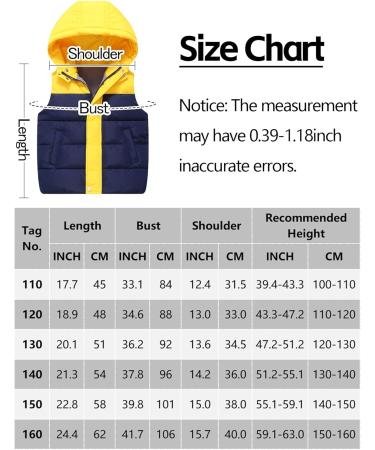 Happy Cherry Kids' Winter Puffer Vest Jacket - Water Resistant Hooded Gilet for Boys and Girls, Windproof Down Vest - 10-11 Years - Blue - Buy Online on GoSupps.com