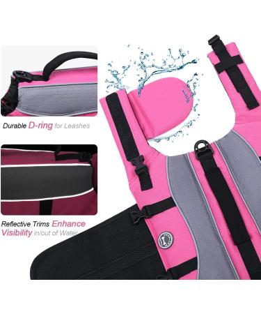 Vivaglory Pink XL Dog Rescue Vest - Removable Front-Wheel Drive Reflective Caps & Extra Upholstery for Swimming & Boating (Chest 78-96cm) - Buy Online on GoSupps.com