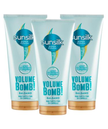 Sunsilk Sunsilk Volume Bomb Balm for All Hair Types Super Fusion Formula 24h with Hyaluronic Acid and Arginine Nourishing Action Moisturizing Volumizing Illuminating - 3 Bottles of 180ml