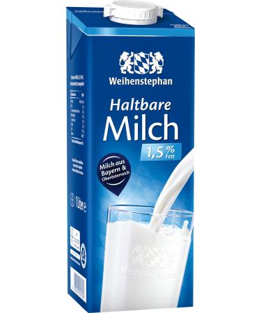 Weihenstephan UHT milk 1.5 percent pack of 12 (12 x 1 l) Milk 1 l (pack of 12)