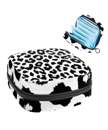 Black Leopard Printed Sanitary Napkin Storage Bag Feminine Menstrual Cup Pouches Nursing Pad Holder Tampon Bags Portable Period Bag for Women Teen Girls 1Pcs Multi-colored 5