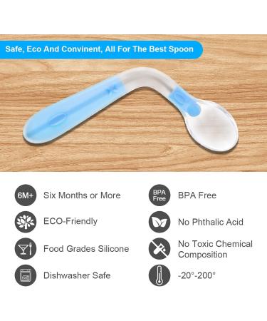 Vicloon Self-Feeding Silicone Baby Spoons Set | Easy-Grip Cutlery for Toddlers | BPA-Free & Reusable | Blue-Green - Buy Online on GoSupps.com