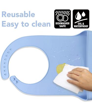 Adult Bibs Adjustable and Washable Silicone Clothes Protectors to Dining Bib with Crumb Catcher for Men/Women/Elderly(2 pcs) - Buy Online on GoSupps.com