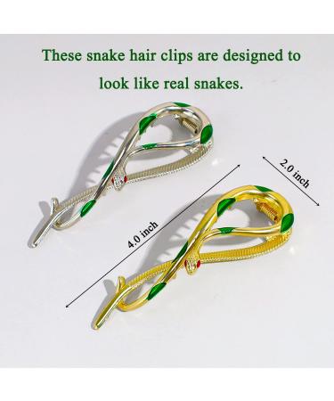 Set of 2 Realistic Snake Hair Clips - Gold and Silver Hair Accessories - Buy Online on GoSupps.com