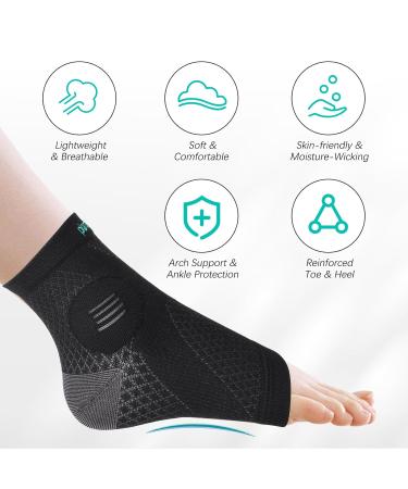 Neuropathy Socks for Men & Women - Comprex Compression Ankle Sleeves for Pain Relief Plantar Fasciitis Support 2 Pairs (Black+Grey XL - Buy Online on GoSupps.com